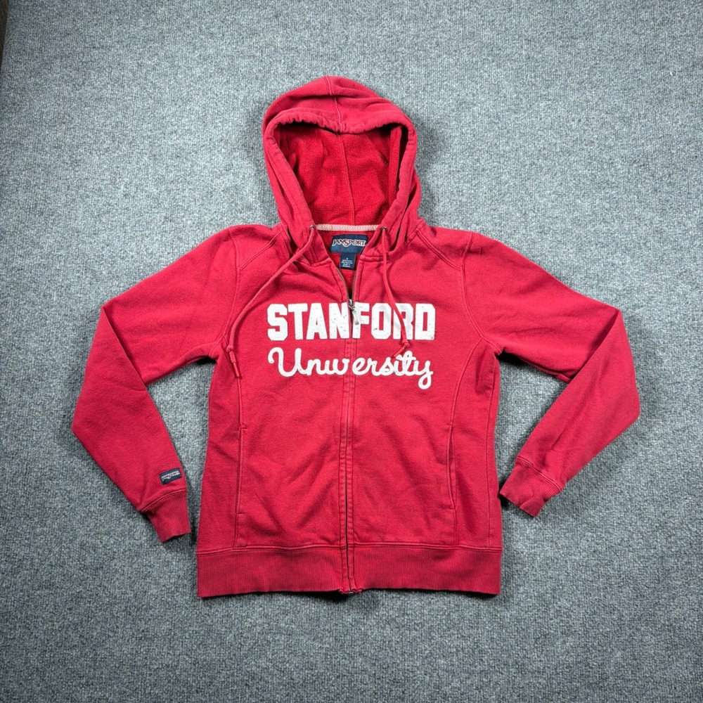 JanSport Stanford University Hoodie Women Small Red Full Zip Collegiate